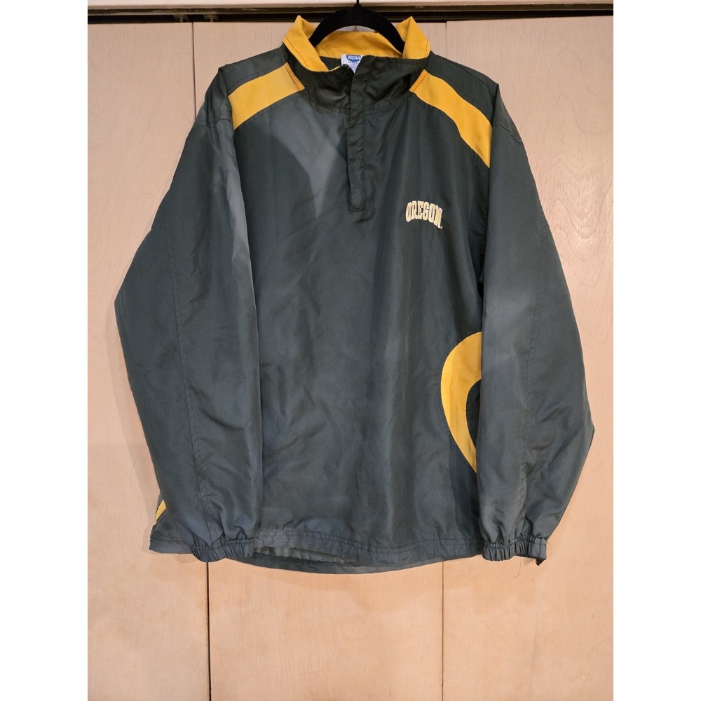 Oregon Ducks NCAA KAI Pullover Windbreaker Jacket Green Yellow Sz Large